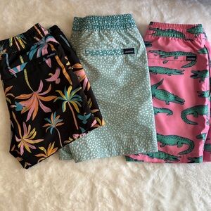 Bundle of 3 Boys Small 8-9 Chubbies Swim Trunks Lined Alligator Neon Palm